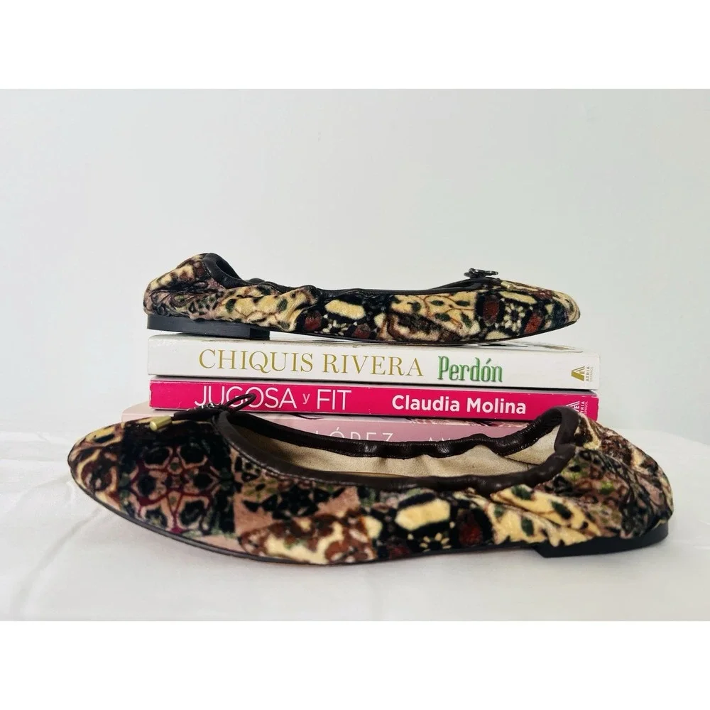 Sam Edelman Womens Felicia Ballet Boho Bohemian Hippie Flats Ivory Velvet Size 6